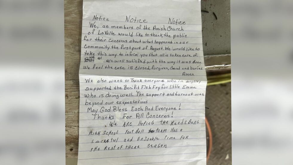 Amish church members thank public for support, share message of