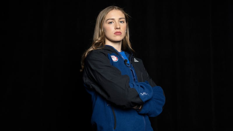 FILE - Olympic-hopeful U.S. hockey player Caroline Harvey poses for a photo at Team USA Media...