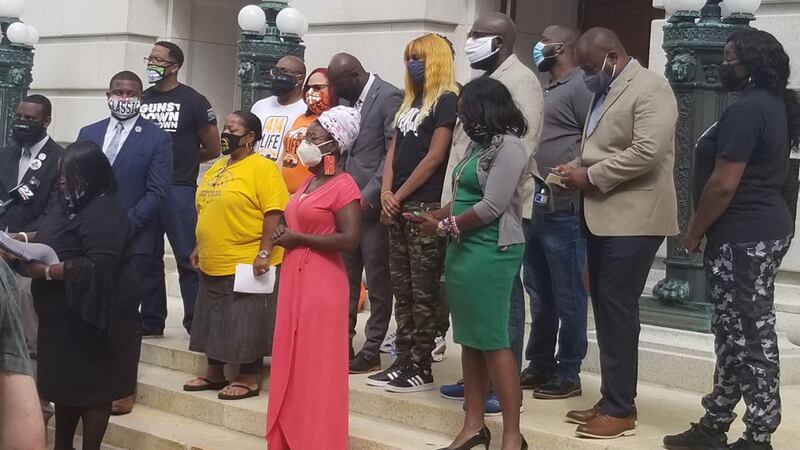 Members of the Wisconsin legislature's Black Caucus, community leaders, and organizers gather...