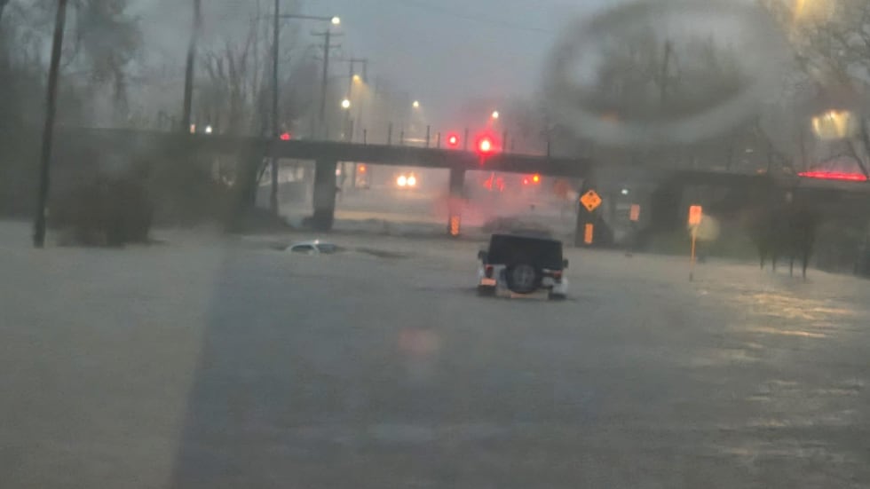 Flooding on South Crosby 200 block in Janesville near train viaduct.