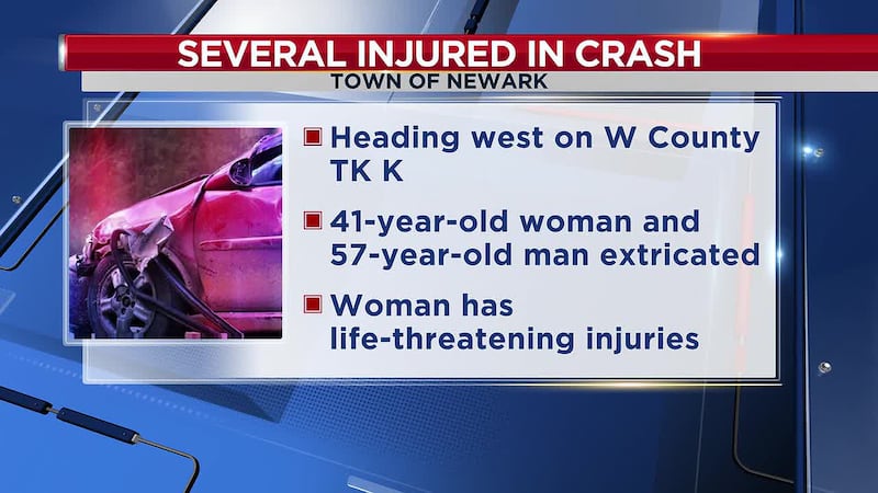 Multiple people were injured following a pickup truck crash in the Town of Newark.