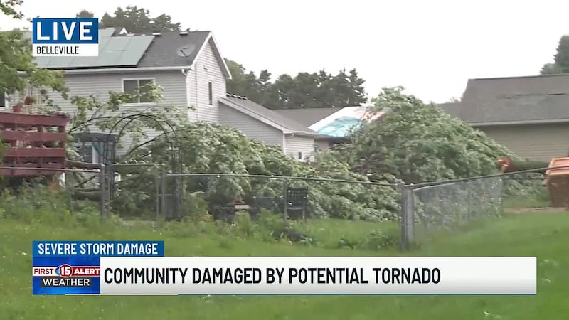 Crews are working to assess the damage in Belleville after a storm ripped through the north...