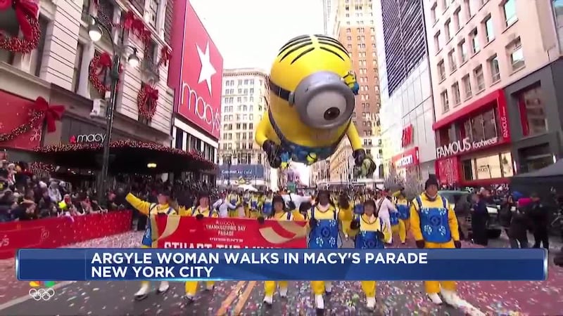 Linda Gavigan was one of more than 92 people helping to guide the giant ‘Stuart the Minion’...